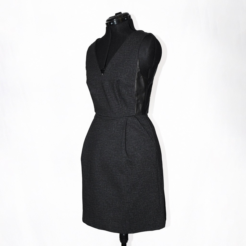 Business V-Neckline Mini Dress Pockets